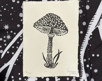 Impression lino champignon A6