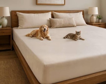 Pet Hair Resistant Fitted Sheet, Cooling Dog & Cat Bedding, Deep Pocket | MildMate