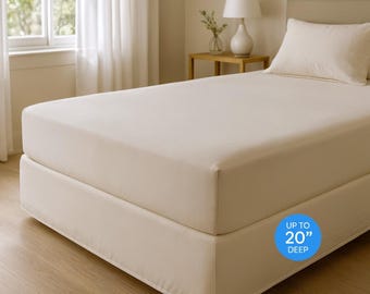 EcoLuxe Organic Cotton Fitted Sheet: Custom Size, 20 inch/51 cm Deep Pocket