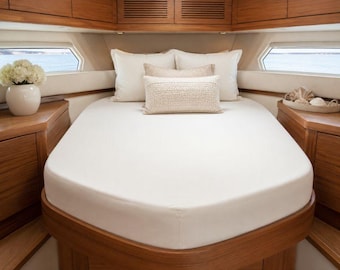 Custom Marine Fitted Sheet, V Berth Boat Bedding, Flexible or Exact Fit, Made to Measure
