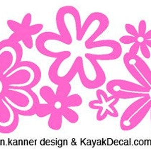 Retro Flower Grouping, MEDIUM or LARGE, Kayak Decal image 4