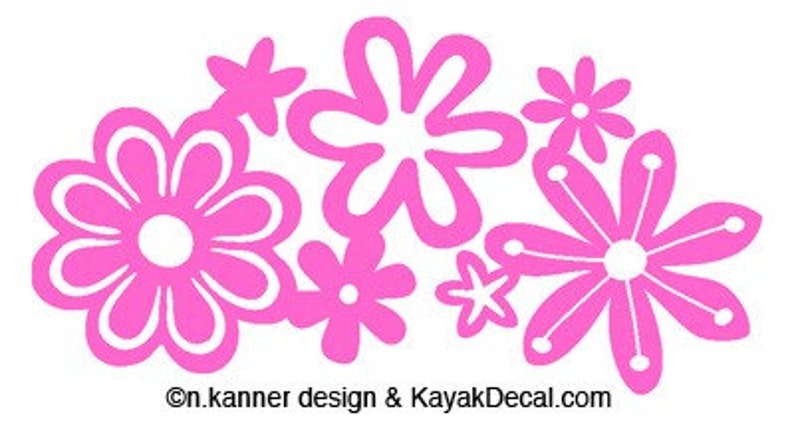 Retro Flower Grouping, MEDIUM or LARGE, Kayak Decal image 4