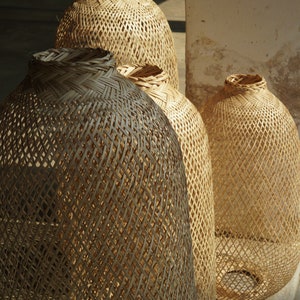 Eco-friendly handmade bamboo hanging lights for home - natural bamboo light for wedding events - unique bamboo home decor - vintage light