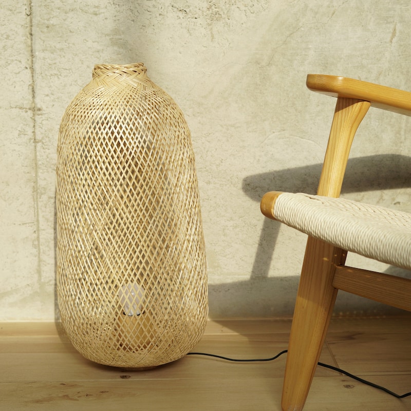Japanese Bamboo Floor Lamp - Etsy