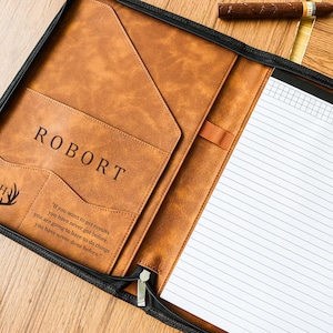 Portafolio de cuero personalizado, Portafolio de cuero con monograma, Portafolio de cuero para hombre, Portafolio personalizado, Día del Padre.