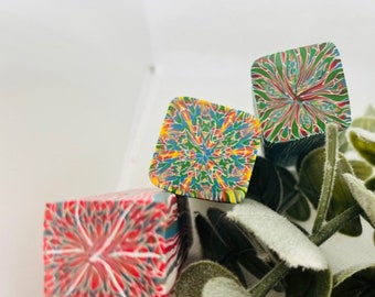 Raw Polymer Clay Cane, Red, Green, Yellow, White 3 kaleidoscope canes, Unbaked Polymer Clay Cane, Floral Raw Cane, Polymer Clay