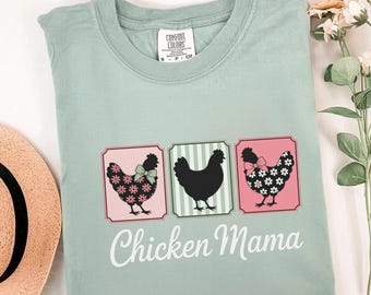 Chicken Mama Tshirt, Retro Farmhouse Tee for Women, Backyard Chicken Lover Gift, Poultry Flock Owner Cozy Comfort Colors Shirt
