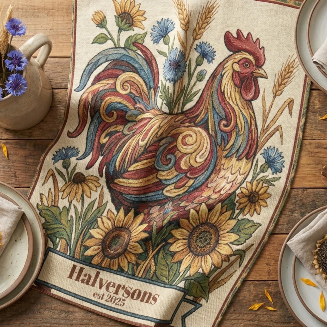 Personalized Chicken Tapestry Wall Hanging Farmhouse Rooster Art With 
