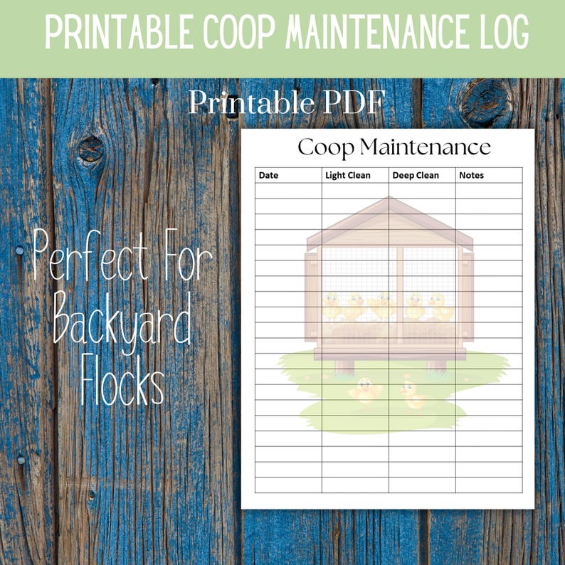 Curated visual reference: Printable Chicken Coop Maintenance Log Simple Style Log Poultry Coop Photo Inspiration