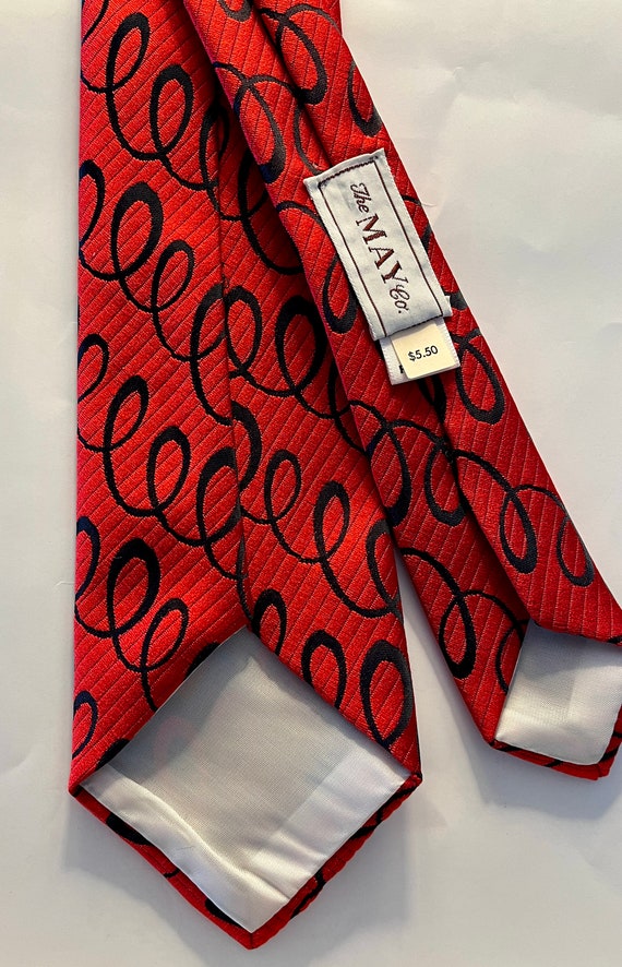 Vintage Red Necktie with Black Swirls - image 2