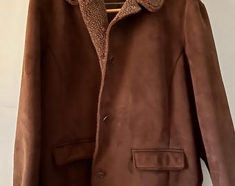 Ladies Land's End Suede/Sherpa Short Coat - Plus Size 3X