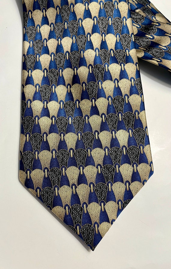 Stunning Blue & Gold Silk Necktie