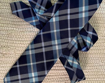 CHAPS Blue Plaid Necktie - 100% Sillk