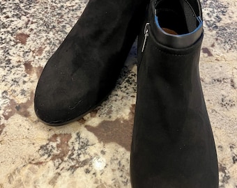 Black Suede short Booties in 12W