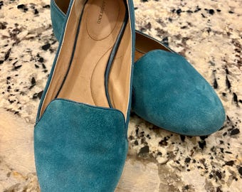 Lands End teal suede flats in 9 WIDE