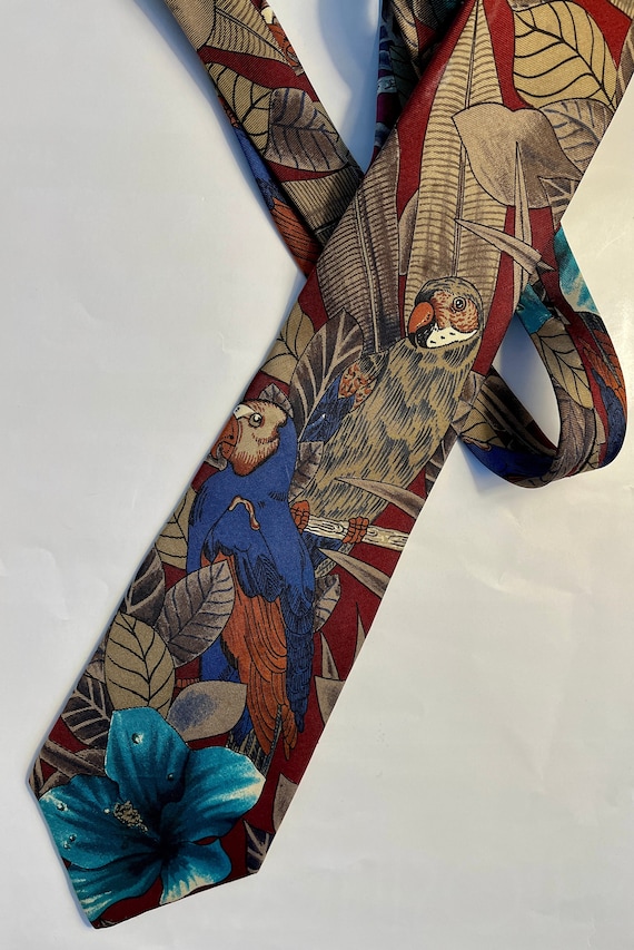 Tropical Birdies Silk Necktie