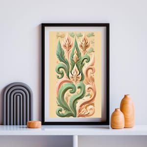 Thai Kanok Art Print: Abstract Pastel Decor (Digital Download)