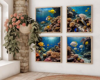Korallenriff Art Prints: Serene Ocean Scene, 4er Set (Digitaler Download)