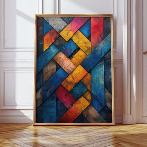 Abstract Geometric Islamic Digital Wall Art - AI-Enhanced Modern Home Decor Print
