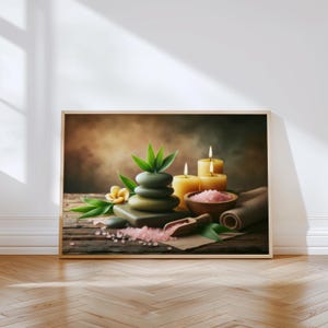 Zen Spa Printable Wall Art | Aromatic Candles & Stones | Instant Download | Relaxing Home Decor