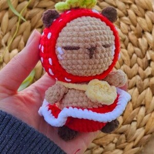 Strawberry Capybara Crochet Pattern PDF | Kawaii Fruit Amigurumi | Beginner Friendly | Instant Download