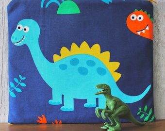 Large Dinosaur Fabric Zipper Pouch, Pencil Case, Gadget Case, Toy Storage Case