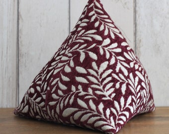 Fabric Doorstop, Doorstopper, Door Wedge, Door Stop in Deep Red and  Beige Leafy Fabric, Triangular, Pyramid Shape