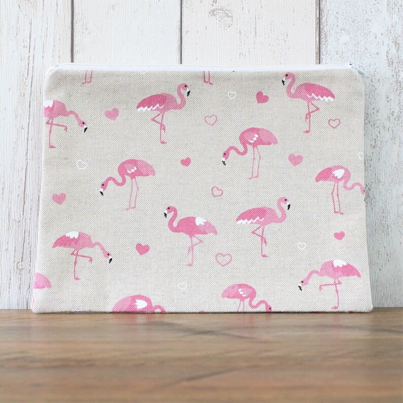 Beaded Flamingo Cabana Zip Mini Pouch Bag main image 1
