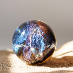Aurora Resin Ball, Table Resin Ball, Aurora Decor Ball, Cool Gift For Him, Epoxy Wood Ball, Blue Aurora Desk Decor, Aurora Paper Weight