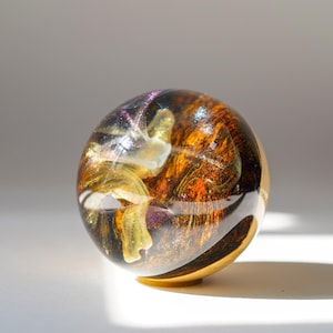 Resin Aurora Ball, Table Resin Ball, Aurora Decor Ball, Gift For Him, Epoxy Wood Ball, Desk Decor, Aurora Paper Weight, Handmade Resin Ball