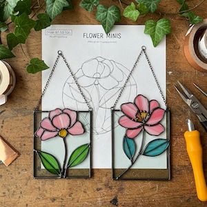 Peony & Hydrangea Stained Glass Pattern: Modern Suncatcher DIY (PDF)