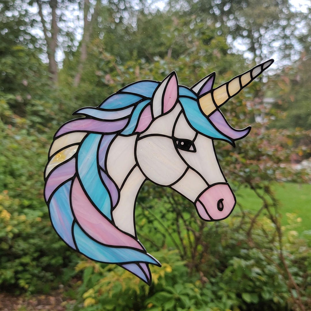 Digital Download Stained Glass Unicorn Pattern, Unicorn Glass ...