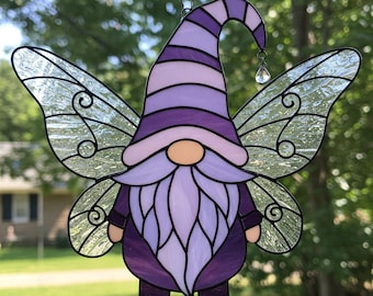Gnome Butterfly Stained Glass Suncatcher Pattern (PDF Pattern)
