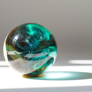 Green Aurora Ball, Table Resin Ball, Aurora Decor Ball, Gift For Him, Epoxy Wood Ball, Desk Decor, Aurora Paper Weight, Cool Resin Ball