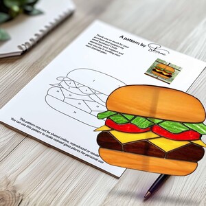 Burger Stained Glass Pattern: Modern Suncatcher DIY (PDF Pattern) - Etsy