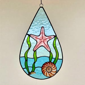 Motif de vitrail étoile de mer : attrape-soleil de plage PDF (6,5 pouces de diamètre)