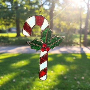 Padrão de vitral em forma de apanhador de sol em forma de bengala de doce: decoração faça você mesmo para casa (padrão em PDF)