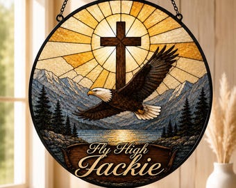 Witraż pamiątkowy Jackie Fly High, hołd dla Jackie the Eagle, pomnik Big Bear Moon