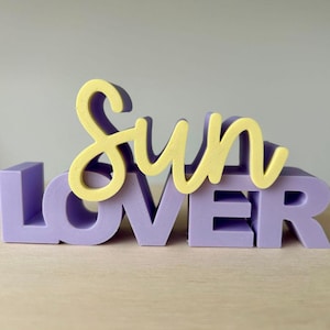Digital STL file including commercial license, 3D file, 3D printing file, digital file, sun Lover, file sun Lover, 3D printing lettering