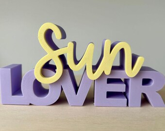 Digital STL file including commercial license, 3D file, 3D printing file, digital file, sun Lover, file sun Lover, 3D printing lettering