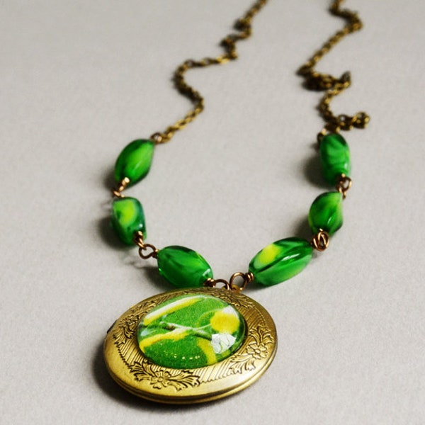 Photo Pendant - Locket Necklace - Daffodils - Narcissus - Yellow Flower - Locket Necklace