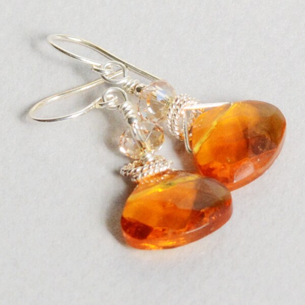 Topaz Briolette Earrings - Topaz Crystal Earrings - November Birthstone - Sterling Silver Earrings