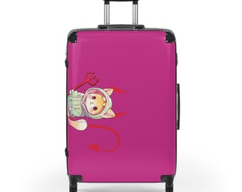 THE PINK SUITCASE | Embrace your wild side with this unique rolling suitcase | Pink Suitcase with wheels (Sizes - S, M, L)