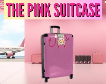 THE PINK SUITCASE | Embrace your wild side with this unique piece of designer luggage | Pink Suitcase with wheels | (Sizes - S, M, L)