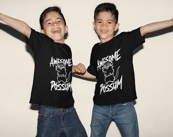 Impresionante camiseta para niños Possum Punk Rock / camiseta gráfica de animales divertidos para niños / linda camisa Possum Punk