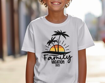 Kids Family Beach Vacation T-Shirts 2023 | Family Tropical Vacation Shirt for Kids | Youth Family Beach Vacation Shirt