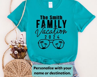 Custom Personalized Family Name Destination Beach Vacation Shirt,  Customized Family Beach Vacay T-shirts , Tropical Family Vacation Custom