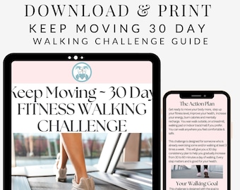 Exercise Fitness Walking 30 Day Guide, How To Start Walking Exercise Challenge Guide, Walking Training Guide,Steps Challenge Walking Tracker