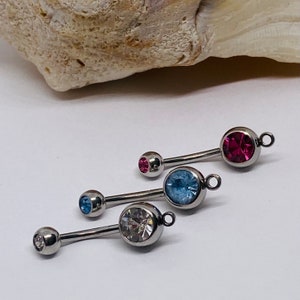 Add a Charm Crystal Belly Button Ring, Pink Blue Clear Crystal Jewel Belly Button Ring - 14g, Navel Ring  Make Your Own Gem Belly Ring