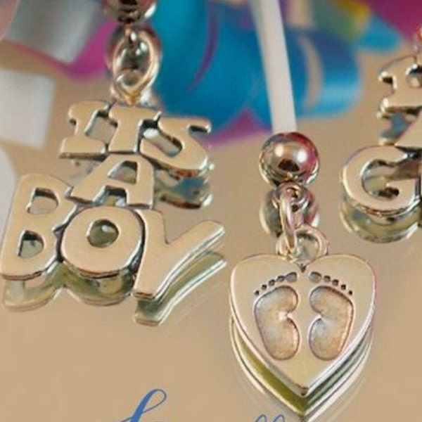 Sterling Silver Baby Feet Heart Charm Maternity/ Pregnancy Belly Button Ring